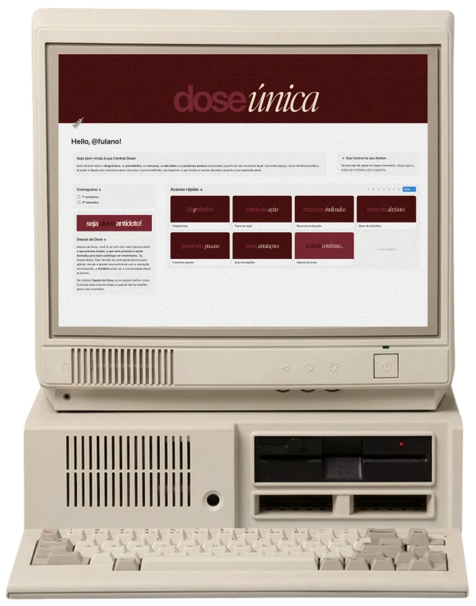 Central Dose aberta no Notion, num computador
